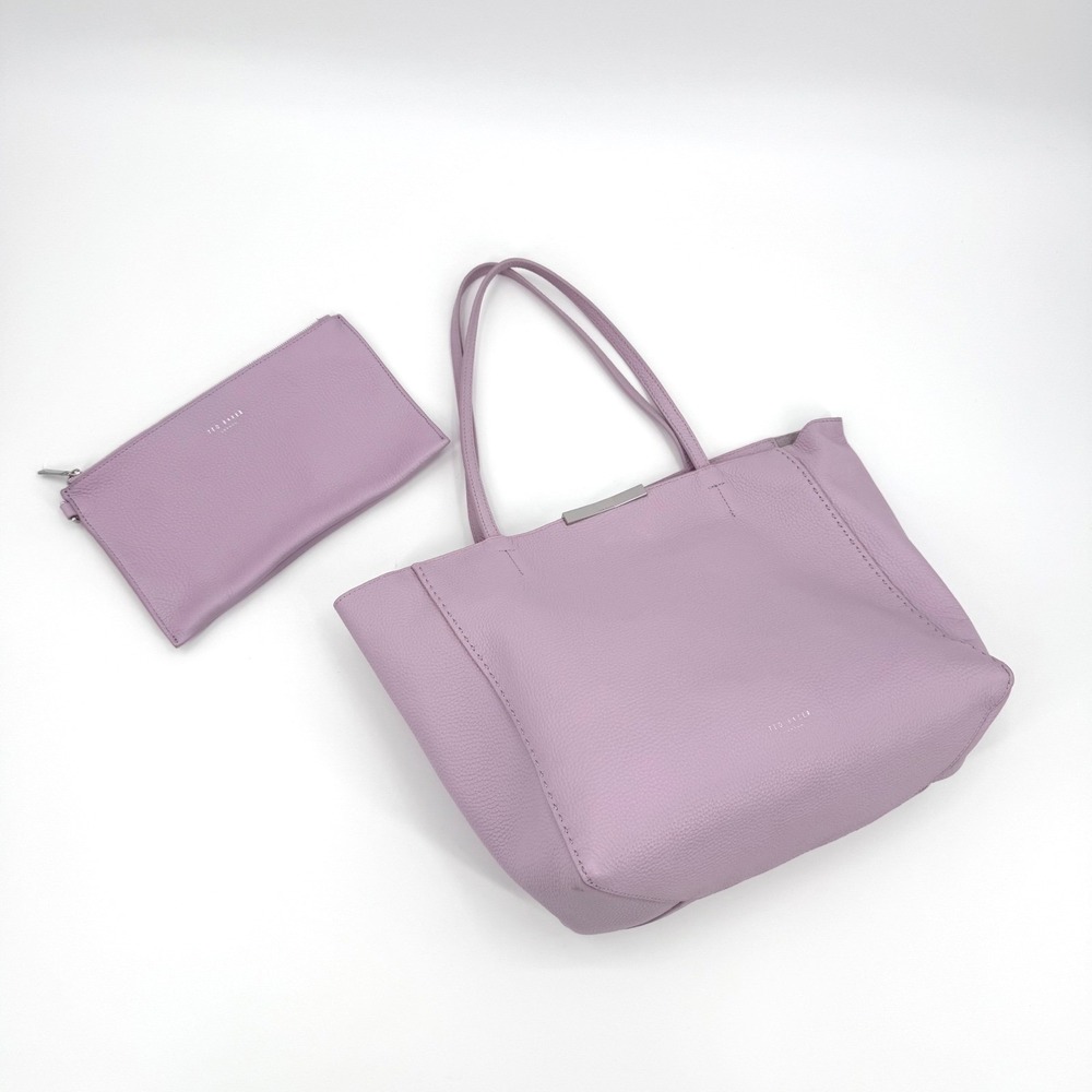 Ted Baker London Clarkia Pebbled Lavender Leather Zippered Tote Bag Purse